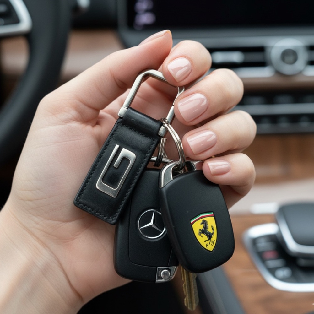 GUCCI G Logo Black Leather Key/Bag Charm - Picture 3 of 4